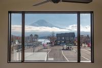 a view of a mountain from a window at Setsuu in Fujikawaguchiko