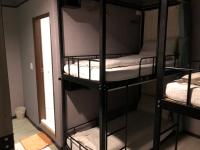 a room with three bunk beds and a window at Backpackers Hostel - Ximen in Taipei