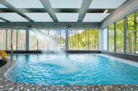 ein Pool mit einem Springbrunnen in einem Gebäude in der Unterkunft Aquamarina Onyx Marina Invest in Misdroy