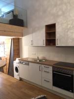 a kitchen with a sink and a dishwasher at Serviced Apartement Sonnleitner in Furth