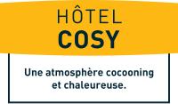 a sign that says a hotel cosy with an atmosphereocotsat childcare at Logis Hôtel Des Châteaux De La Loire in Tours
