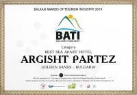 Argisht Partez Hotel ALL INCLUSIVE and beach tanúsítványa, márkajelzése vagy díja