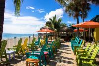 a row of chairs and umbrellas on a beach at Ocean Breeze Inn Vero Beach in Vero Beach