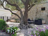 a tree in the middle of a garden with flowers at Villa Manoe in Draguignan