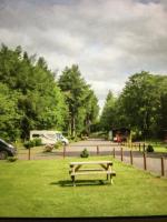 a picnic table in the grass in a park at Chalet 2 in Tyndrum