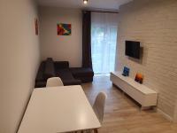 Televízia a/alebo spoločenská miestnosť v ubytovaní Apartament nad Sapiną