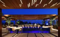 a view of a restaurant with blue lighting at Four Seasons Hotel in Limassol