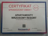 Certyfikat, podpis lub inny dokument wystawiony w obiekcie Wrzosowy Resort Pogorzelica Apartament PERŁOWY Sea&Forest