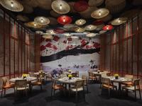un rendu d'un restaurant avec des tables et des chaises dans l'établissement Crowne Plaza Qidong by IHG, à Qidong