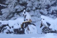 a person riding a motorcycle in the snow at Thunder Roadhouse in La Mothe-Saint-Héray