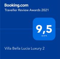 Certyfikat, podpis lub inny dokument wystawiony w obiekcie Villa Bella Lucia Luxury 2