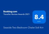 Certifikát, hodnocení, plakát nebo jiný dokument vystavený v ubytování Seaside Two-Bedroom Chalet Sidi Krir