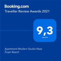 Certifikát, hodnocení, plakát nebo jiný dokument vystavený v ubytování Apartment Modern Studio Near Žnjan Beach