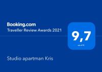 Certifikát, hodnocení, plakát nebo jiný dokument vystavený v ubytování Studio apartman Kris