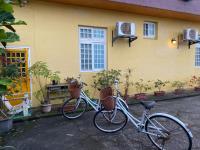 two bikes parked in front of a yellow house at Yilan Real Fun Homestay in Dongshan