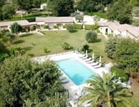 an aerial view of a house with a swimming pool at La Résidence du Moulin in Tourrettes-sur-Loup