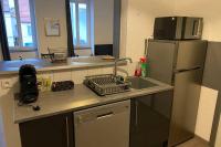 a kitchen with a sink and a refrigerator at La bâtisse de Chabot N°5 ( 4 couchages) in Montluçon