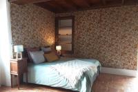 a bedroom with a bed and a wall at Maison de charme confortable au cœur de la nature in Saint-André-de-Double