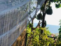 a wooden fence with a view of the ocean at Oon Lee Bungalows in Ko Jum