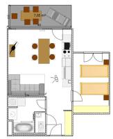 Majutuskoha T2 44m2 hyper centre, v&eacute;los, parking et grand balcon English spoken korruse plaan