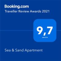 Certyfikat, podpis lub inny dokument wystawiony w obiekcie Sea & Sand Apartment
