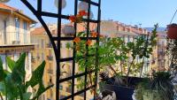 a view of a city from a window with plants at Appartement 3 pièces ultra centre nice-ville in Nice