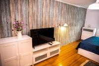 Televízia a/alebo spoločenská miestnosť v ubytovaní ENKLAWA NAD KWISĄ [APARTAMENT 4]