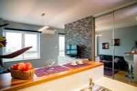 Televízia a/alebo spoločenská miestnosť v ubytovaní Platinum Towers Luxury Apartments