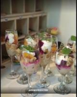 a group of wine glasses with dessert in them at Full House Homestay in Yuchi