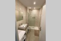 a bathroom with a sink and a toilet and a shower at Studio des Arts - Netflix et wifi in Thonon-les-Bains