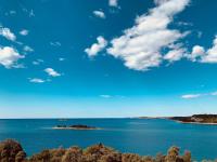 a view of the ocean with a blue sky and clouds at Olivia Valkanela App 1 in Vrsar