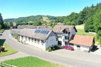 an overhead view of a house with solar panels on it at Gasthof Zum Wallner in Kalch
