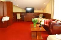 Televízia a/alebo spoločenská miestnosť v ubytovaní Hotelik & Restauracja Amber