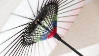 a colorful umbrella hanging from a ceiling at Kyoto Inn Gion The Second in Kyoto