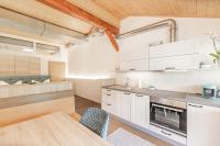 Kuchyň nebo kuchyňský kout v ubytování Chalets am Badesee Lassing