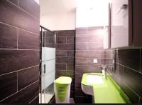 a bathroom with a green sink and a toilet at T3 moderne et spacieux à BASTIA in Bastia