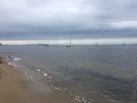 a group of sailboats in the water on the beach at T2 à 2 minutes de la plage in La Londe-les-Maures