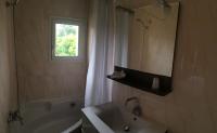 a bathroom with a tub and a sink and a mirror at Hôtel Saint Alban in Saint-Maur-des-Fossés