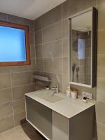 a bathroom with a sink and a mirror at Appartement du parc des thermes in Thonon-les-Bains