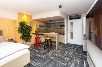 Kuchyň nebo kuchyňský kout v ubytování Apartmány U Vinice