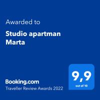 Certifikát, ocenenie alebo iný dokument vystavený v ubytovaní Studio apartman Marta
