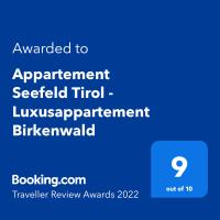 Certyfikat, podpis lub inny dokument wystawiony w obiekcie Appartement Seefeld Tirol - Luxusappartement Birkenwald
