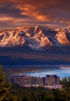 a view of a city with mountains in the background at Harrah's Lake Tahoe Hotel & Casino in Stateline