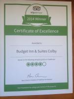 Ein Zertifikat, Auszeichnung, Logo oder anderes Dokument, das in der Unterkunft Budget Inn &amp; Suites Colby ausgestellt ist