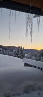 a view of a snow covered field with icicles at Penthouse Skyview im Natur-Erlebnispark Bad Kleinkirchheim in Patergassen