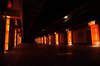 an empty hallway of a building at night at Sanyi Sakura Resort in Sanyi