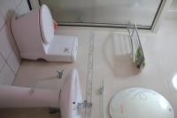 a bathroom with a white toilet and a sink at Xinyue B&amp;B in Fenglin