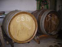 two large wooden barrels sitting next to each other at Appartement Weingut Schoberhof in Bad Gleichenberg