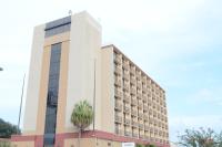 un edificio con una palmera delante en Romana Hotel - Houston Southwest, en Houston