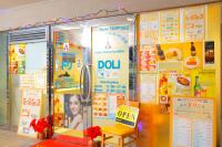 a restaurant with a display window with food signs at HOTEL MYSTAYS Asakusa in Tokyo